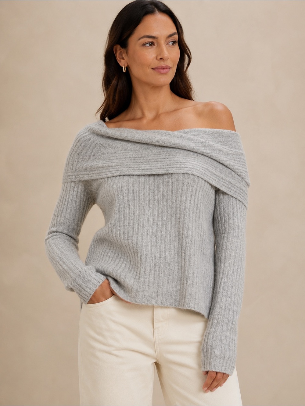 NWT $140 Banana Republic Plume Off-Shoulder Sweater Top #443661 Large